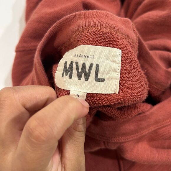 Madewell MWL Pullover Sweatshirt Rust Red Slouchy Raglan Sleeve Top Size M - Picture 5 of 14